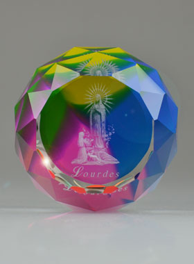 Bloc Boule de Cristal Notre Dame de Lourdes - 6 cm (pic 1)