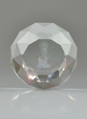 Bloc Presse Papier Cristal Notre Dame de Lourdes - 4 cm (pic 1)