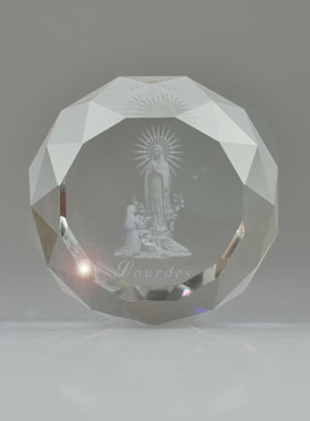 Bloc Presse Papier Cristal Notre Dame de Lourdes - 5 cm (pic 1)