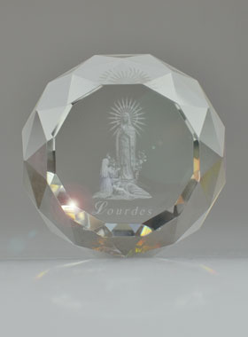 Bloc Presse Papier Cristal Notre Dame de Lourdes - 6 cm (pic 1)