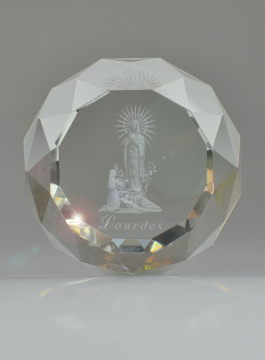 Bloc Presse Papier Cristal Notre Dame de Lourdes - 6 cm (pic 2)