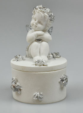 Boîte à Chapelet En Verre NKlaus - Écrin Transparent Avec Couvercle Blanc Et Perle Ange, 5x3cm