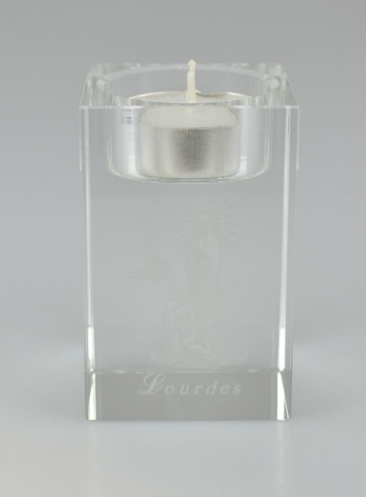 Bougeoir en Verre Notre Dame de Lourdes - 8 cm (pic 2)