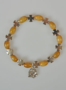 Bracelet Chapelet Bois et Croix Argent (pic 1)
