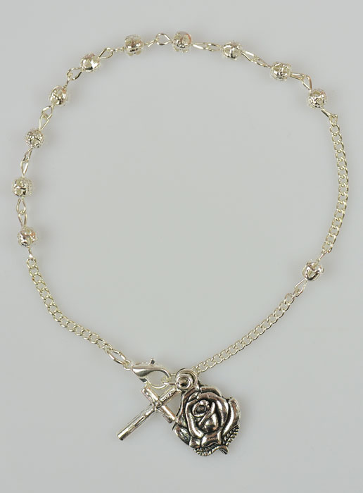 Bracelet Chapelet Dizainier en Perles d'Argent 4 mm (pic 2)