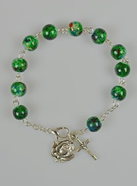 Bracelet Chapelet Dizainier en Perles de Nacre Verte - 8mm (pic 1)