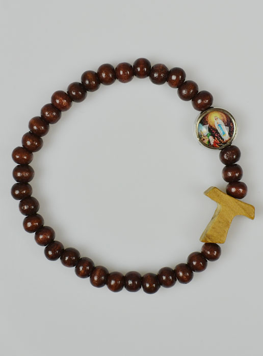 Bracelet Chapelet en Bois Croix de Tau (pic 2)