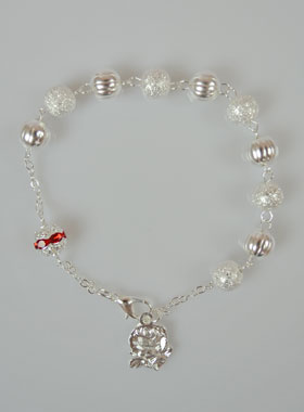Bracelet Dizainier en Perles d'Argent Sablés sur Chaîne (pic 1)