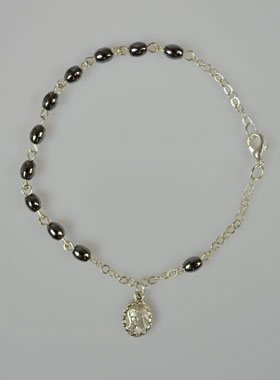 Bracelet Chapelet en Perles d'Hématite Noire Grains de Riz (pic 1)