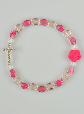 Bracelet de la Médaille Miraculeuse Rose - Croix Diamants (pic 1)