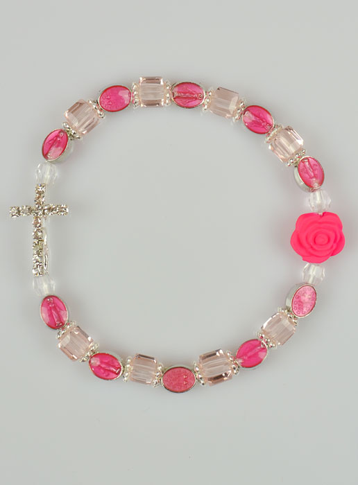 Bracelet de la Médaille Miraculeuse Rose - Croix Diamants (pic 2)