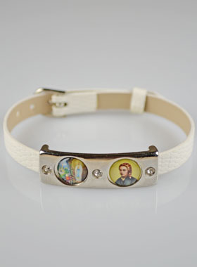 Bracelet des Saints en Cuir Blanc (pic 1)
