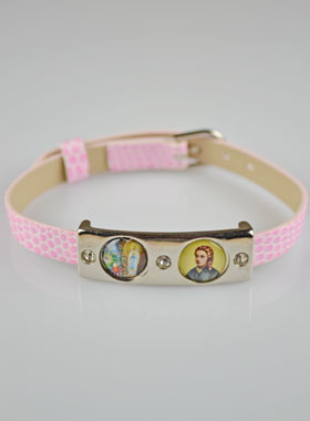 Bracelet des Saints en Cuir Rose (pic 1)