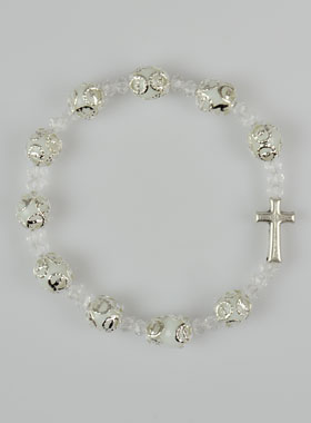 Bracelet Dizainier Perles Sculptés Cristal sur élastique (pic 1)