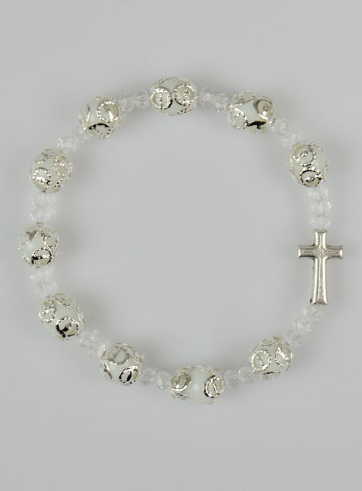 Bracelet Dizainier Perles Sculptés Cristal sur élastique (pic 2)