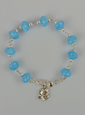 Bracelet DizaInier en Pierre de Rocaille Bleu sur Chaîne Argenté (pic 1)