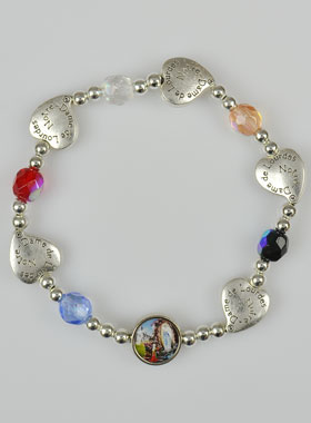 Bracelet Dizainier Perles Coeur Inscription Notre Dame de Lourdes (pic 1)