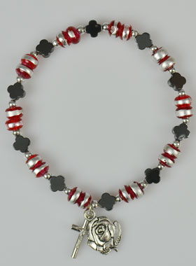 Bracelet Dizainier Perles Fleurs d'Hématite - Croix (pic 1)