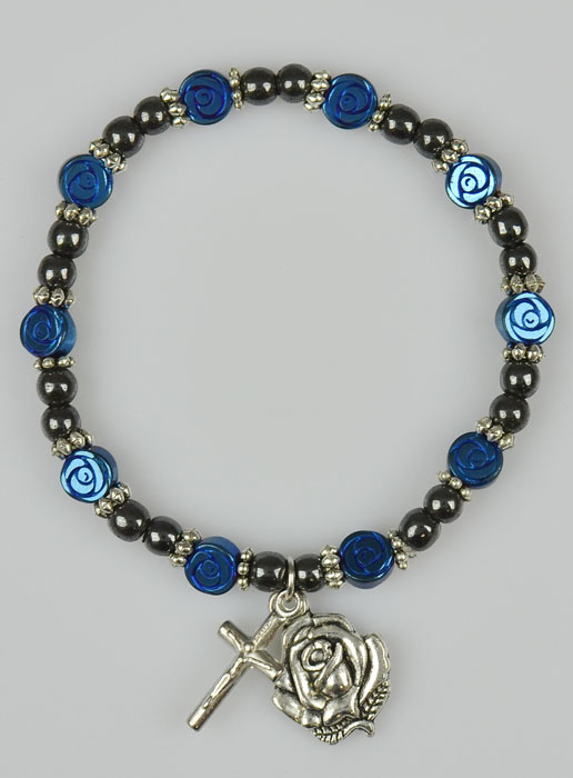 Bracelet Dizainier Perles Noires et Bleues (pic 2)