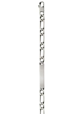 Bracelet Identité en Argent Mat 21cm - Maille Figaro 7mm (pic 1)