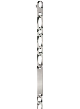 Bracelet Identité en Argent Mat 21cm - Maille Figaro 8mm (pic 1)
