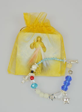 Bracelet Religieux Cadeau Enfant de Communion - Jaune (pic 1)