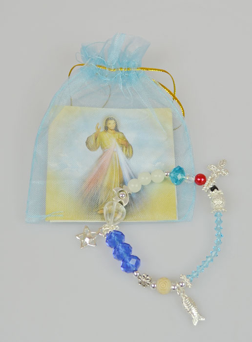 Bracelet Religieux Cadeau Enfant de Communion - Bleu (pic 2)