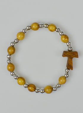 Bracelet Religieux Enfant Croix de Tau et Perles d'Argent (pic 1)