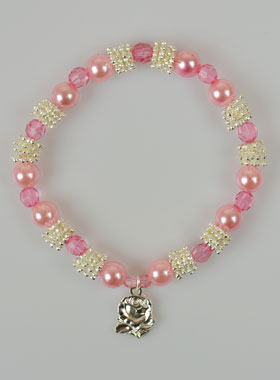 Bracelet Religieux Médailles de Lourdes - Perles Roses (pic 1)