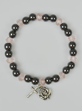 Bracelet Religieux Noir et Rose (pic 1)