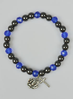 Bracelet Religieux Perles Noires et Bleues (pic 1)