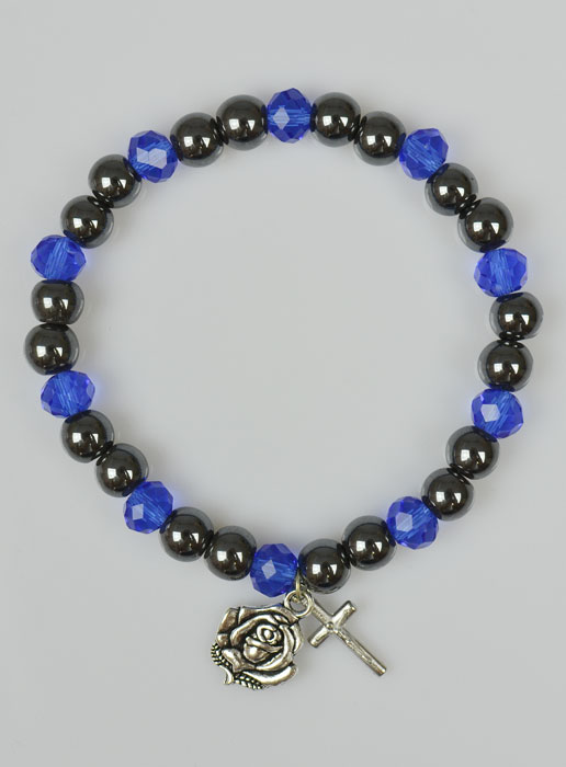 Bracelet Religieux Perles Noires et Bleues (pic 2)