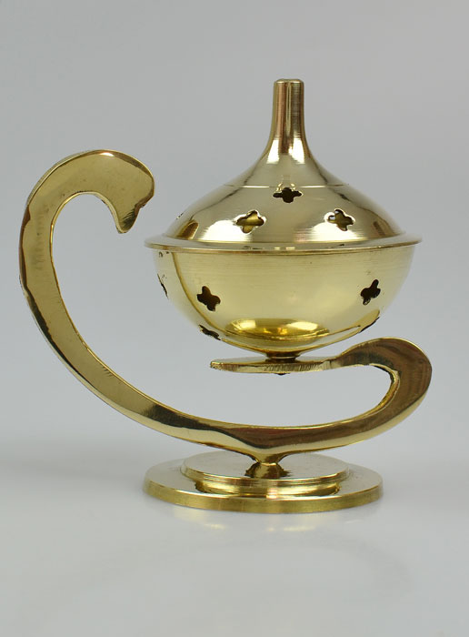 Brûle Encens d'Eglise en Laiton Doré Lampe d'Aladdin (pic 2)