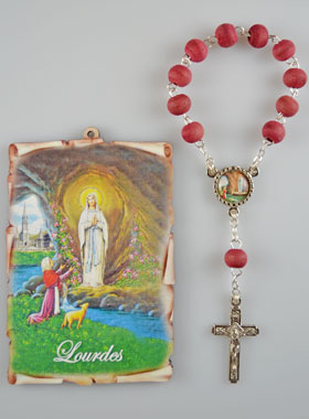 Cadeau Dizainier en Bois + Icône Souvenir de Lourdes (pic 1)