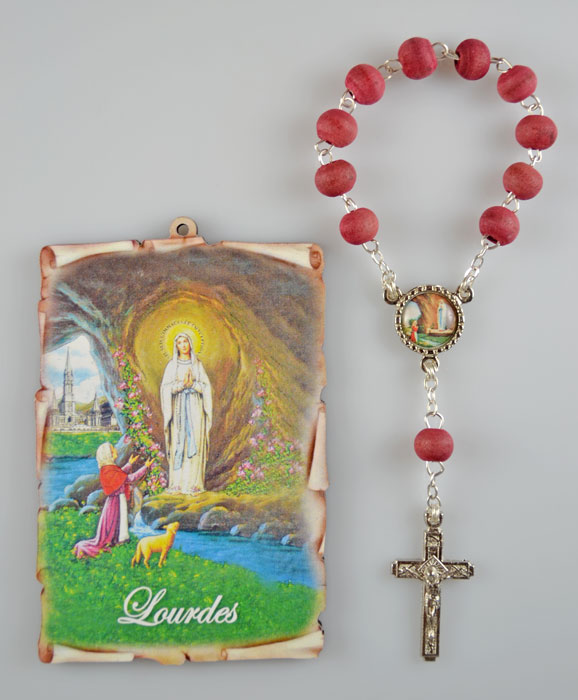 Cadeau Dizainier en Bois + Icône Souvenir de Lourdes (pic 2)