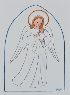 Carte de Baptême - Ange-Gardien Protecteur - Blanc (pic 1)