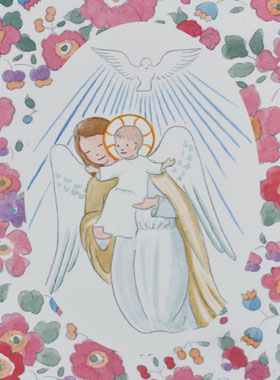 Carte de Baptême - Ange-Gardien Protecteur et Esprit Saint (pic 1)
