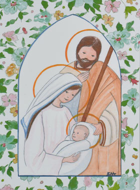Carte de Baptême - Sainte Famille - Vert (pic 1)