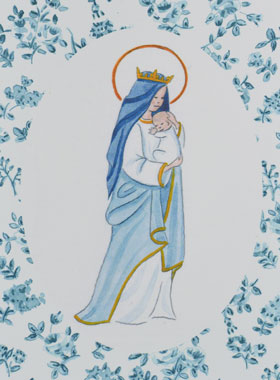 Carte de Baptême - Vierge Couronnée à l'Enfant Jésus (pic 1)