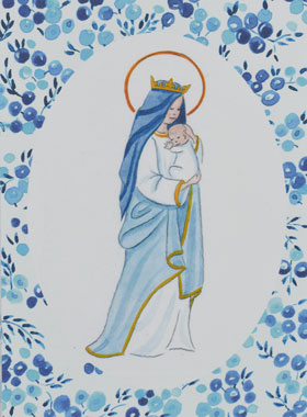 Carte de Baptême - Vierge Couronnée à l'Enfant Jésus (pic 1)