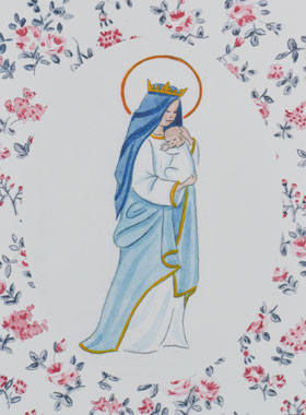 Carte de Baptême - Vierge Couronnée à l'Enfant Jésus (pic 1)
