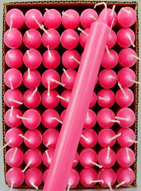 Carton 48 Cierges Teintées Masse Couleur Rose (pic 1)