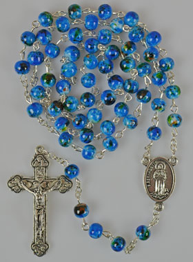 Chapelet de Lourdes avec eau de Lourdes - Nacre Bleue (pic 1)