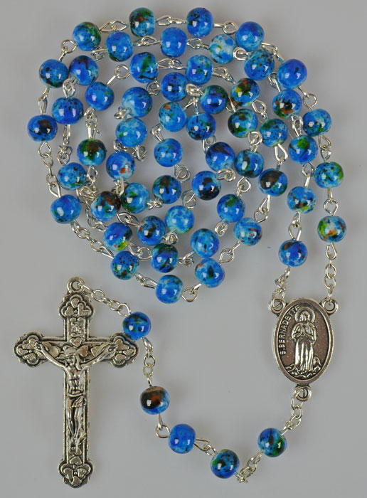 Chapelet de Lourdes avec eau de Lourdes - Nacre Bleue (pic 2)