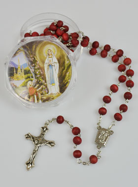 Chapelet en Bois avec Médaille Eau de Lourdes (pic 1)