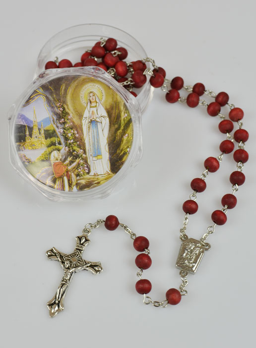 Chapelet en Bois avec Médaille Eau de Lourdes (pic 2)