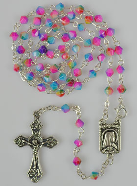Chapelet en Perles Toupie Rose-Bleu - Collier (pic 1)