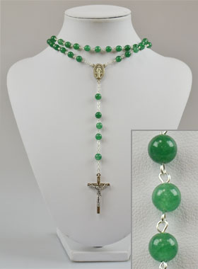 Chapelet Collier Mode en Perles Aventurine sur Chaîne Alpacca (pic 1)