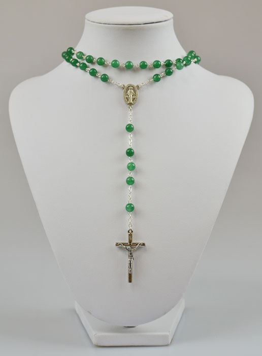 Chapelet Collier Mode en Perles Aventurine sur Chaîne Alpacca (pic 2)