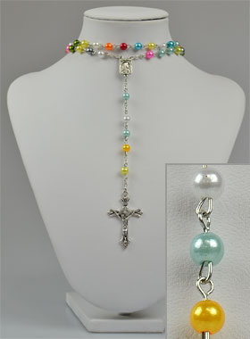 Chapelet Collier Mode en Perles Multicolor - 60 cm (pic 1)